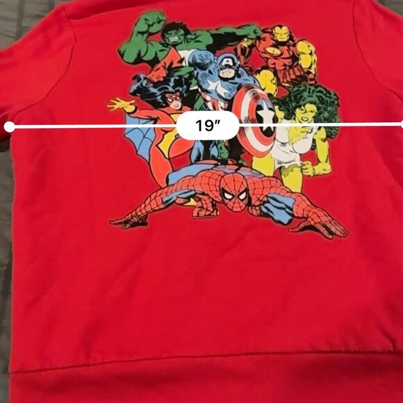 Marvel Comics Red Sherpa fleece lined hooded zipper jacket superhero - I1299  gr - Picture 9 of 11